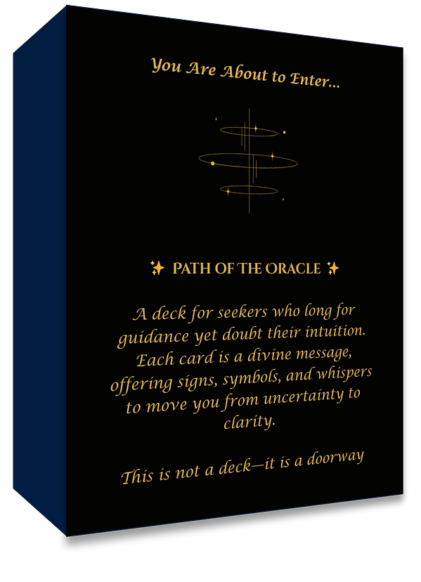 Box for 'Path of the Oracle' with text and design elements on a black background.